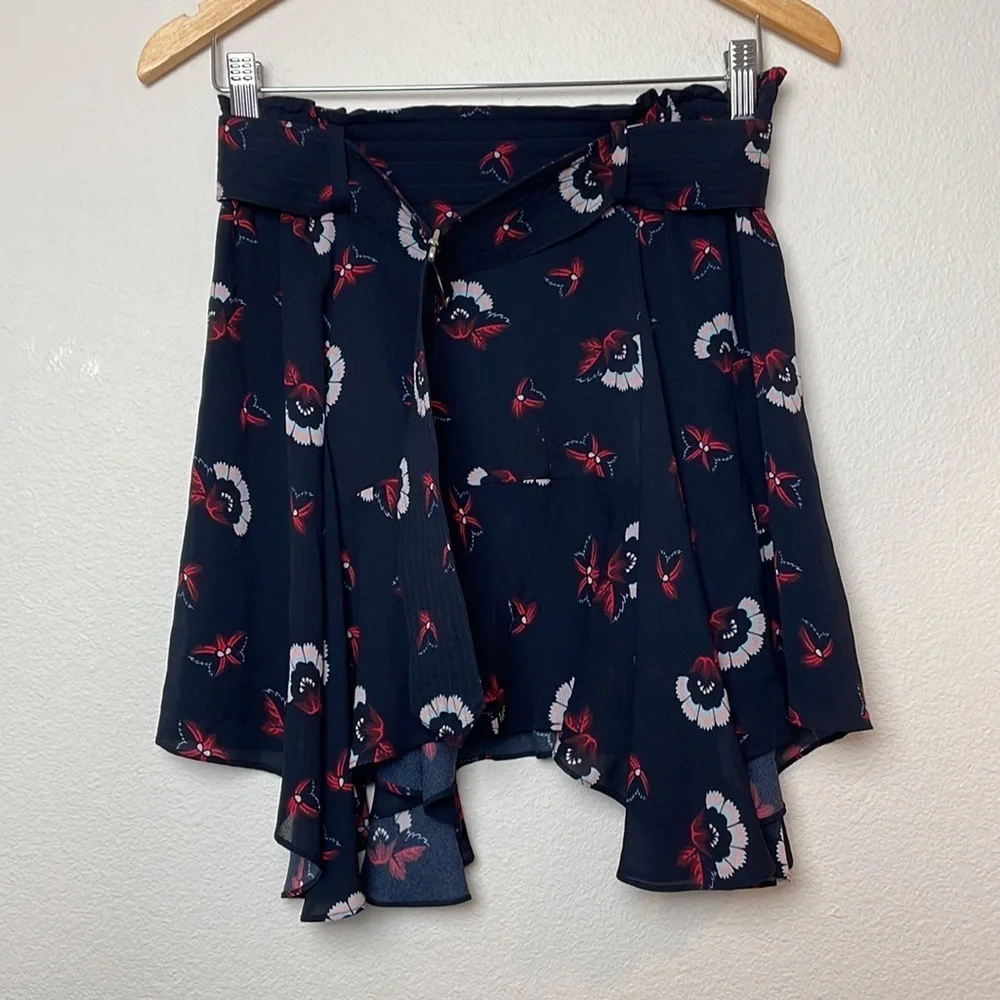 ALC Women’s Daro Silk Godet Style Flouncy Hem Floral Printed Mini Skirt Sz‎ 0